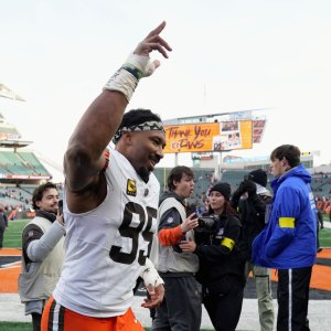 GettyImages-2254652918 Myles Garrett Celebrates With Family After Breaking NFL Sack Record