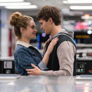Lily James and Ansel Elgort in Baby Driver