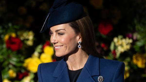 WINDSOR, ENGLAND - DECEMBER 03: Catherine, Princess of Wales ahead of the ceremonial welcome for the state visit to the UK of the President of the Federal Republic of Germany and his wife Elke Büdenbender on December 03, 2025 in Windsor, England. The President of the Federal Republic of Germany, accompanied by Ms. Elke Büdenbender, are paying a State Visit to the United Kingdom as the guests of Their Majesties The King and Queen. The visit is the first from Germany in 27 years and will be marked with ceremonial visits, an address to the UK parliament and a banquet. (Photo by Samir Hussein/WireImage)