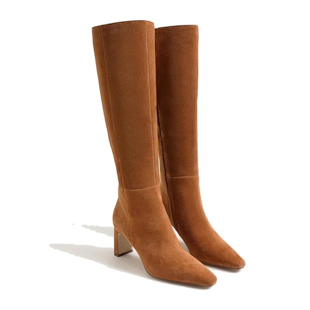 Zjgzf Knee High Suede Boots
