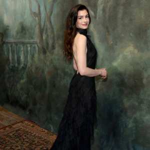 Anne Hathaway Is Ageless in a Semi-Sheer Dress at Ralph Lauren Fashion Show