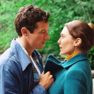 Callum Turner and Elizabeth Olsen in Eternity