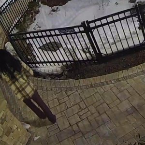 A screenshot from a surveillance video showing the suspect