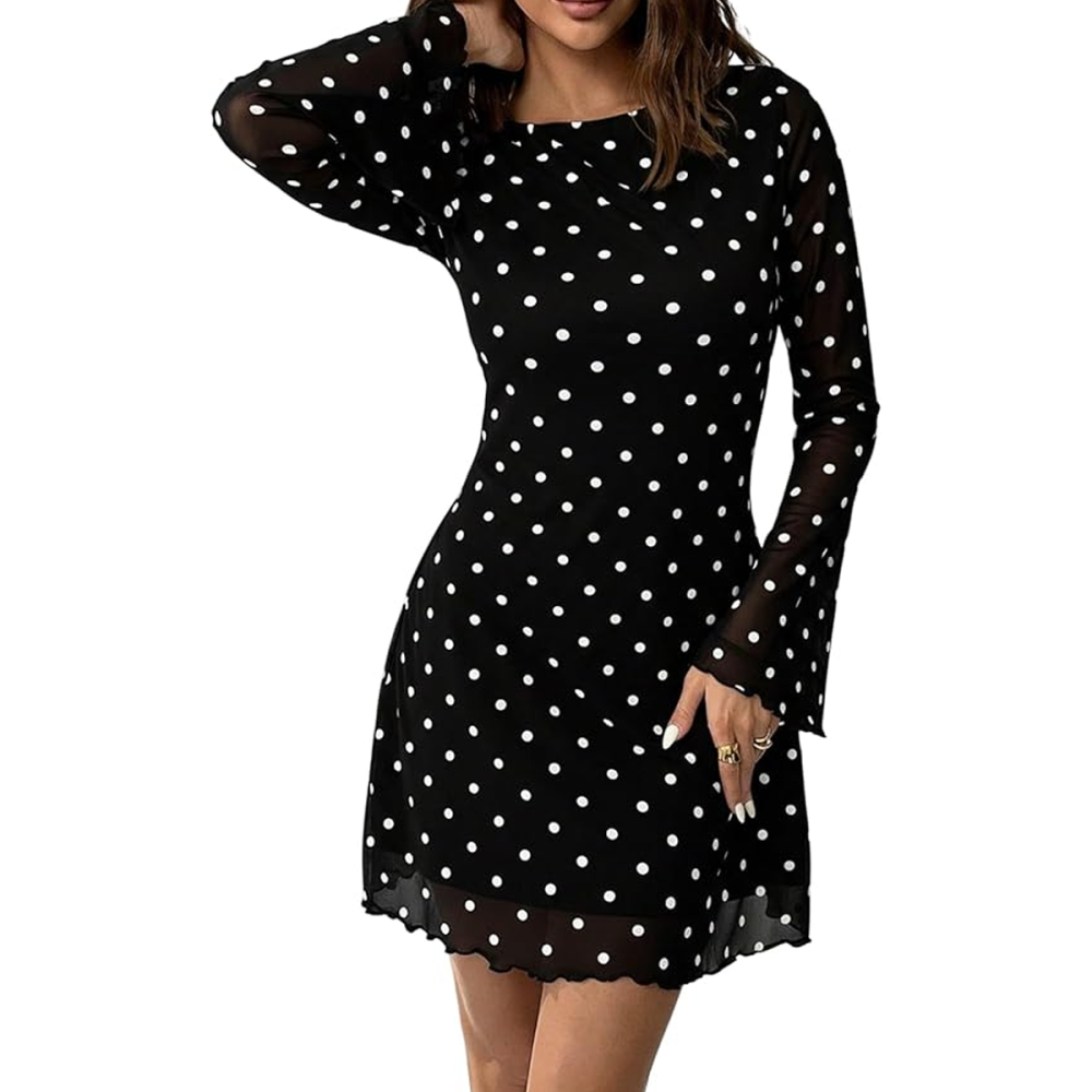 Milumia Polka Dot Mesh Mini Dress