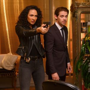 Aurora Perrineau and Tom Payne in Prodigal Son