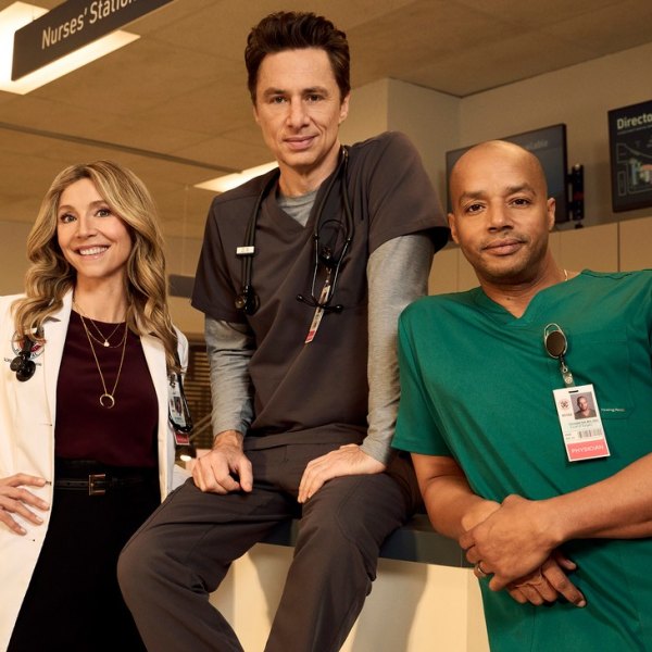 Sarah Chalke, Zach Braff and Donald Faison in Scrubs 2026