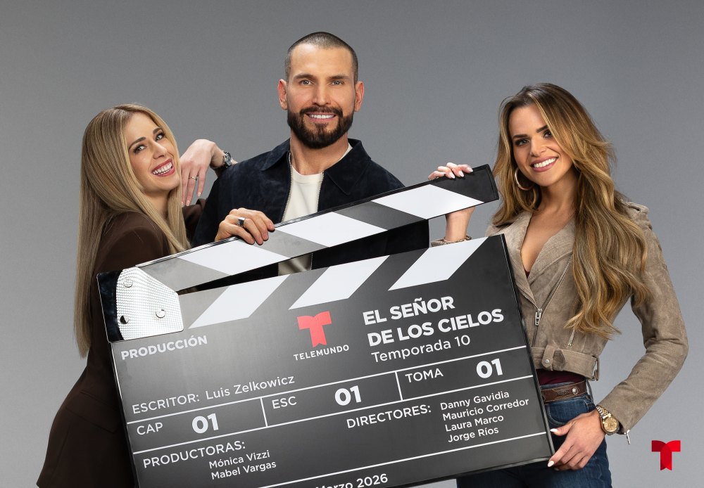 Carmen Aub, Rafael Amaya e Isabella Castillo, en la temporada 10 de 'El Señor de los Cielos'.