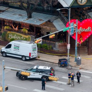 A photo shows the crime scene Sunday morning