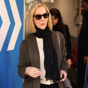 Lisa Kudrow leaving Global Radio Stuidos on March 26, 2026 in London, England.