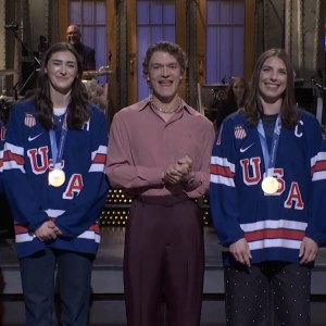 Hilary Knight and Megan Keller Reunite With Jack and Quinn Hughes to Mock Donald Trump Drama Connor Storrie
