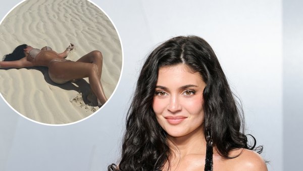 Kylie Jenner Poses in the Sand While Rocking a Tan-Colored Bikini on Vacation: 'DND'