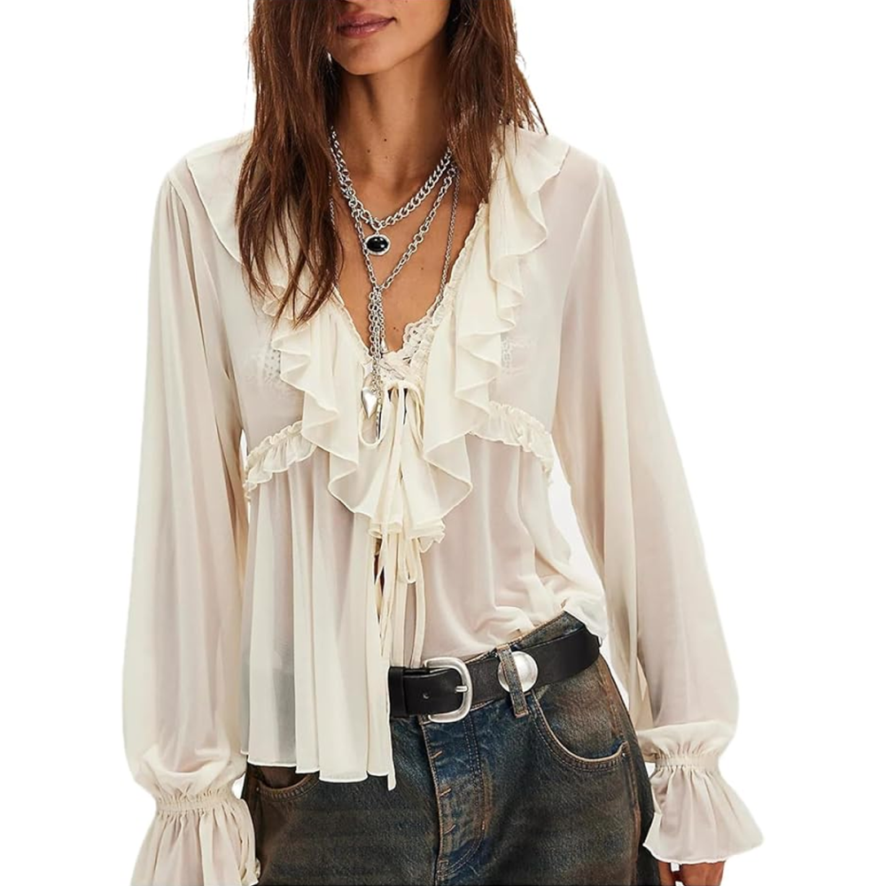 Miqil Sheer Loose Blouse