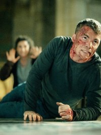 Michaela Watkins and Gabriel Basso in The Night Agent season 3