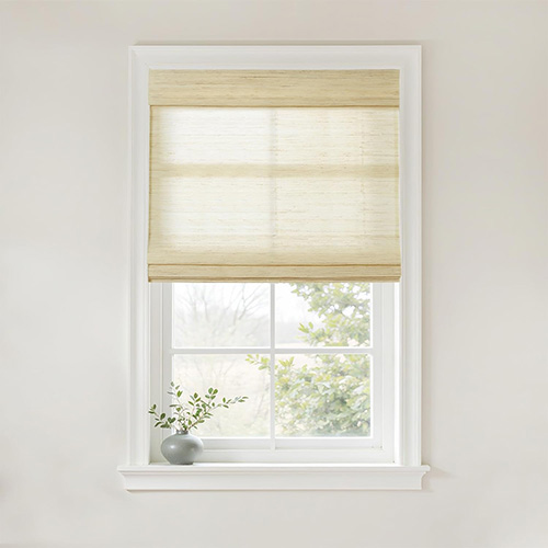 TWOPAGES Natural Woven Ramie Roman Shades