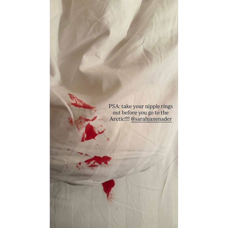 Brooks Nader Shows Bloody Pic of Sister Sarah Jane Nipple Piercing Aftermath