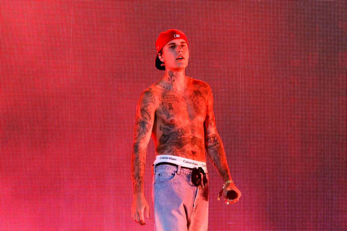 Justin Bieber performing at Coachella 2022.