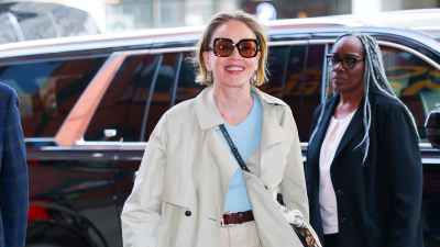 Sharon Stone seen at "Drew Barrymore Show" in Midtown on March 30, 2026 in New York City.