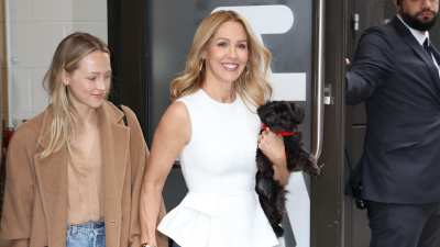Jennie Garth (R) and daughter Lola Ray Facinelli are seen on April 13, 2026 in New York City.