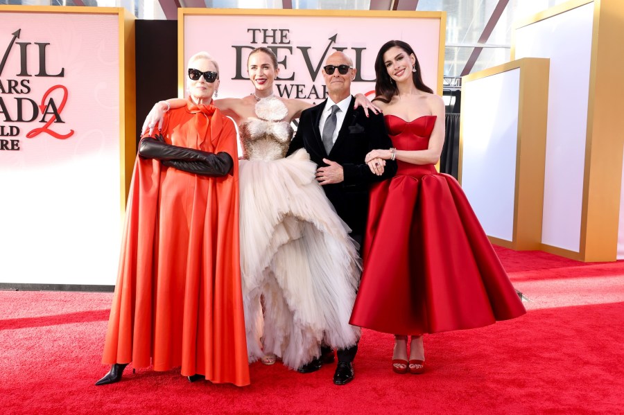 Anne Hathaway, Meryl Streep Match in Red at Movie Premiere