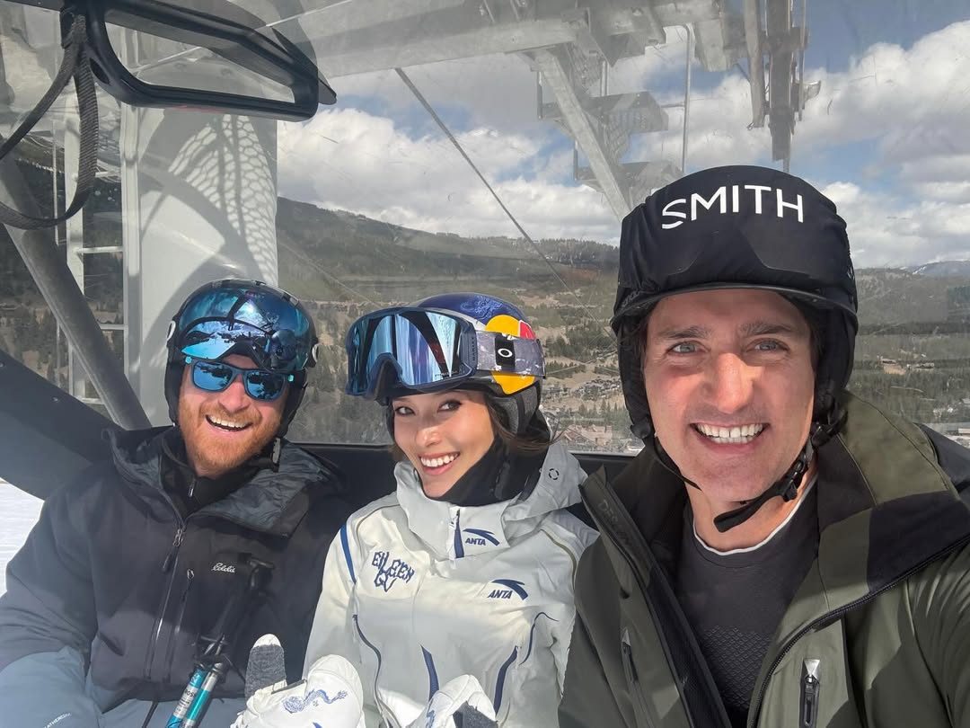 Prince Harry Takes Selfie With Eileen Gu and Justin Trudeau
