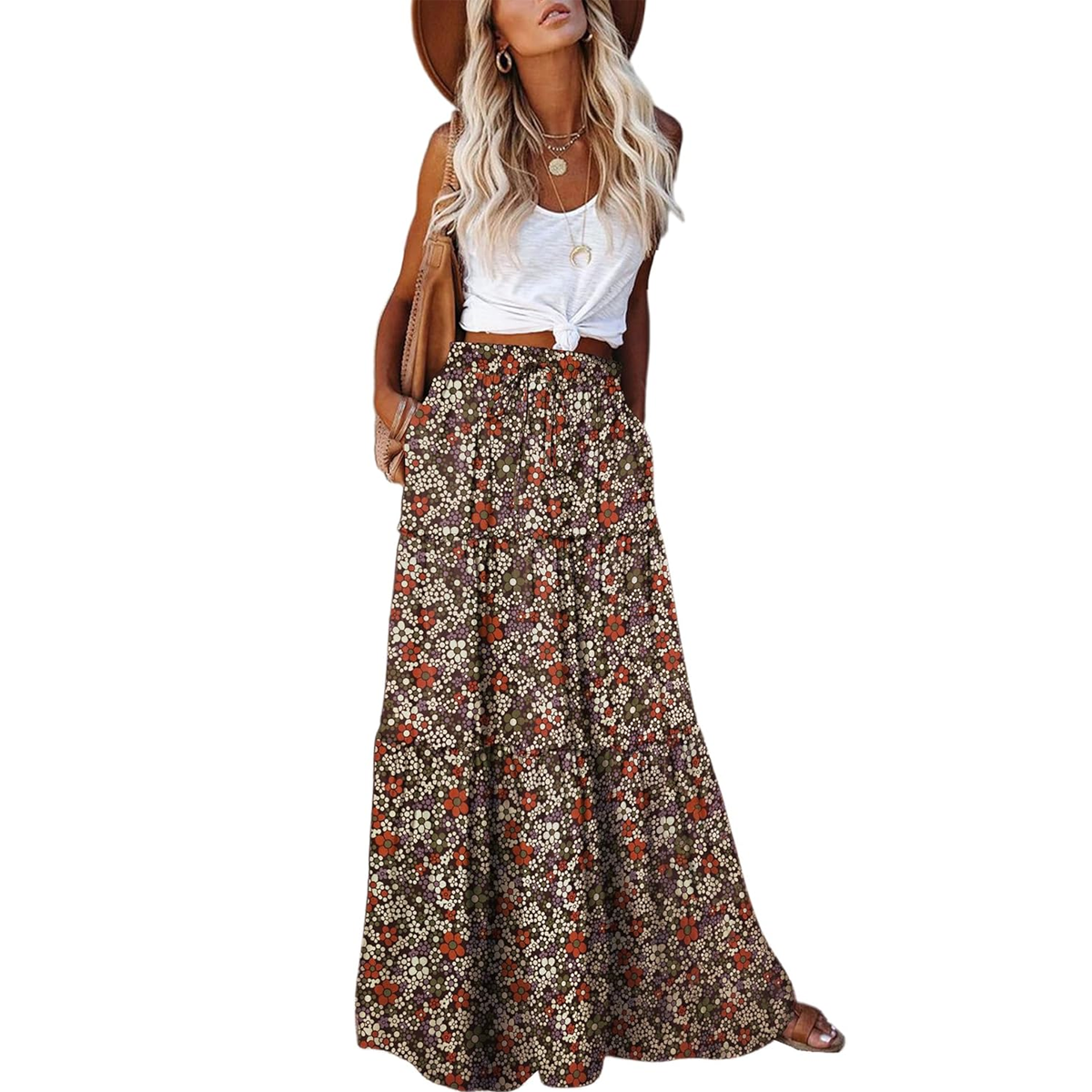 EARKOHA Womens Boho Maxi Skirt