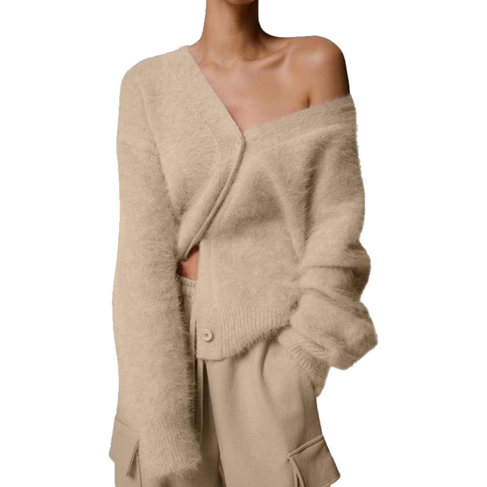 Yimoon Fuzzy Button Down Cardigan Sweater