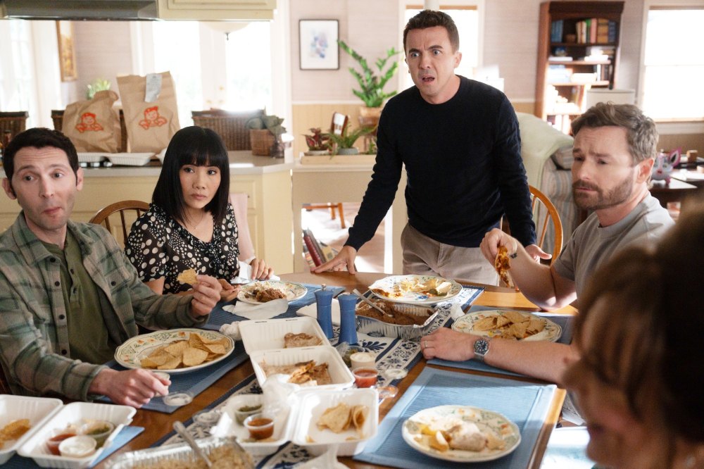 Justin Berfield, Emy Coligado, Frankie Muniz en Christopher Masterson in Malcolm in the Middle: het leven is nog steeds oneerlijk