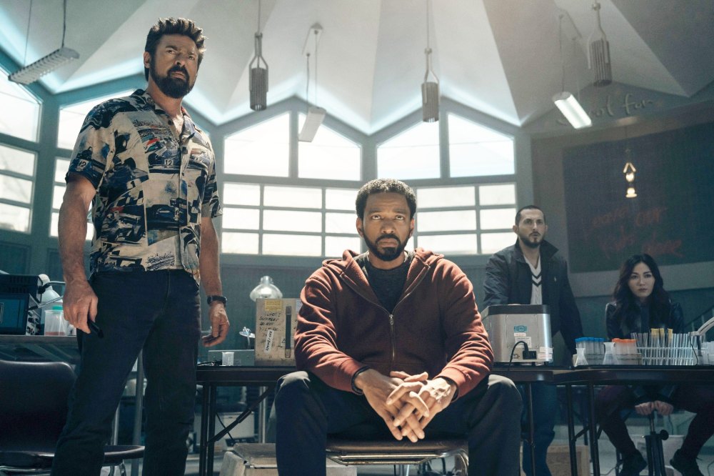 Karl Urban as Billy Butcher, Laz Alonso as Mother's Milk, Tomer Capone as Frenchie, Karen Fukuhara as Kimiko in The Boys season 5