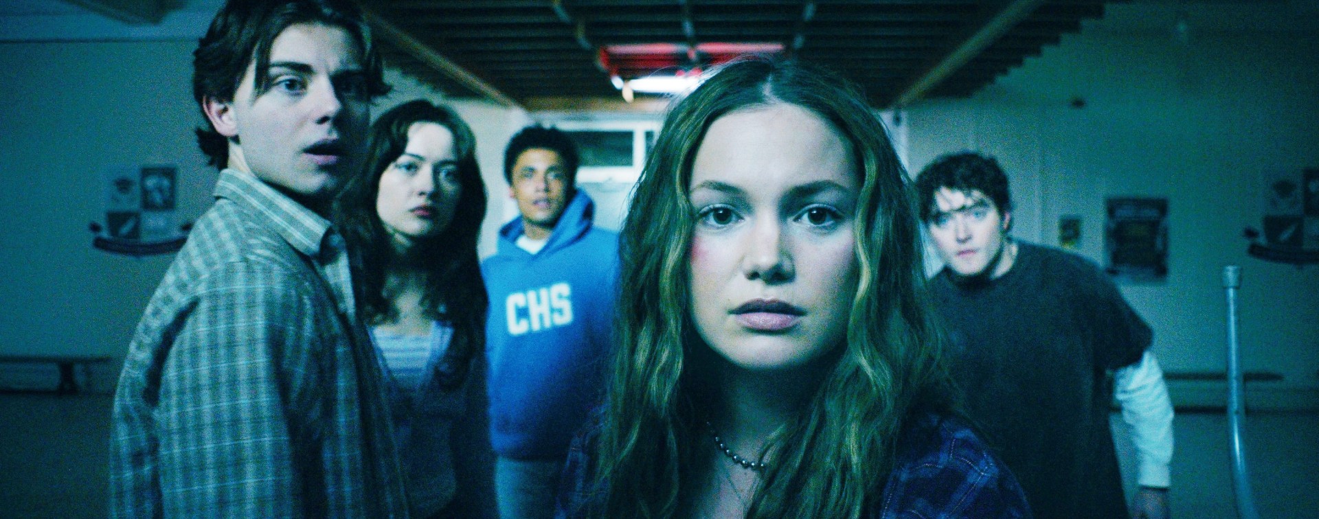 Carson MacCormac, Chloe Avakian, Corteon Moore, Olivia Holt and Froy Gutierrez in This Is Not a Test