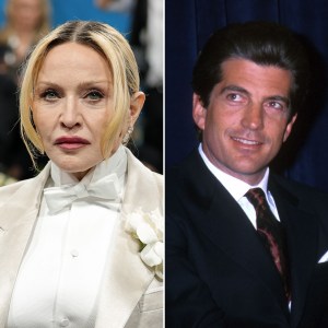 A split image of Madonna and John F. Kennedy Jr.