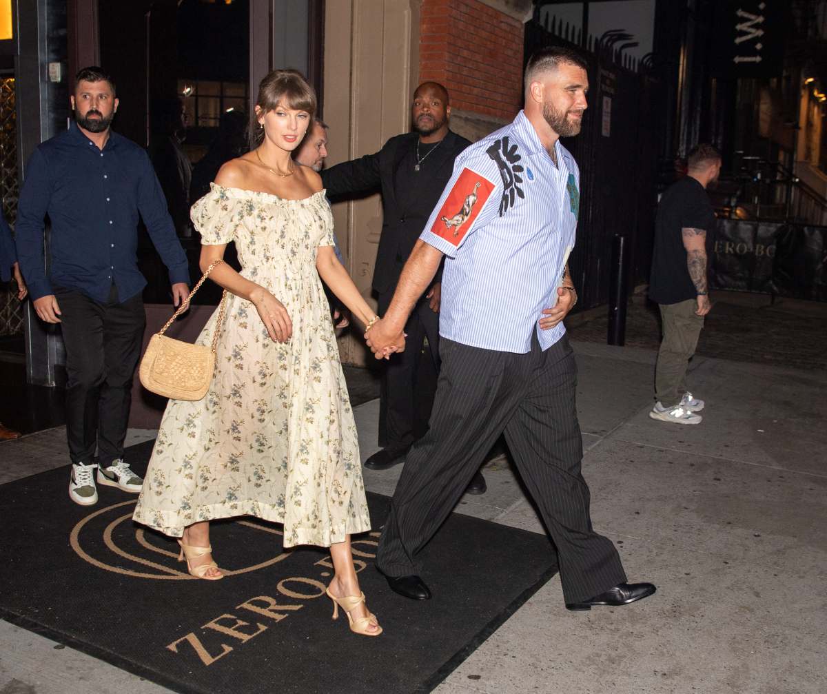 Taylor Swift and Travis Kelce are seen on May 15, 2026 in New York City.