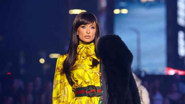 Paris Hilton Is Unrecognizable With Brunette Bangs on Gucci Runway