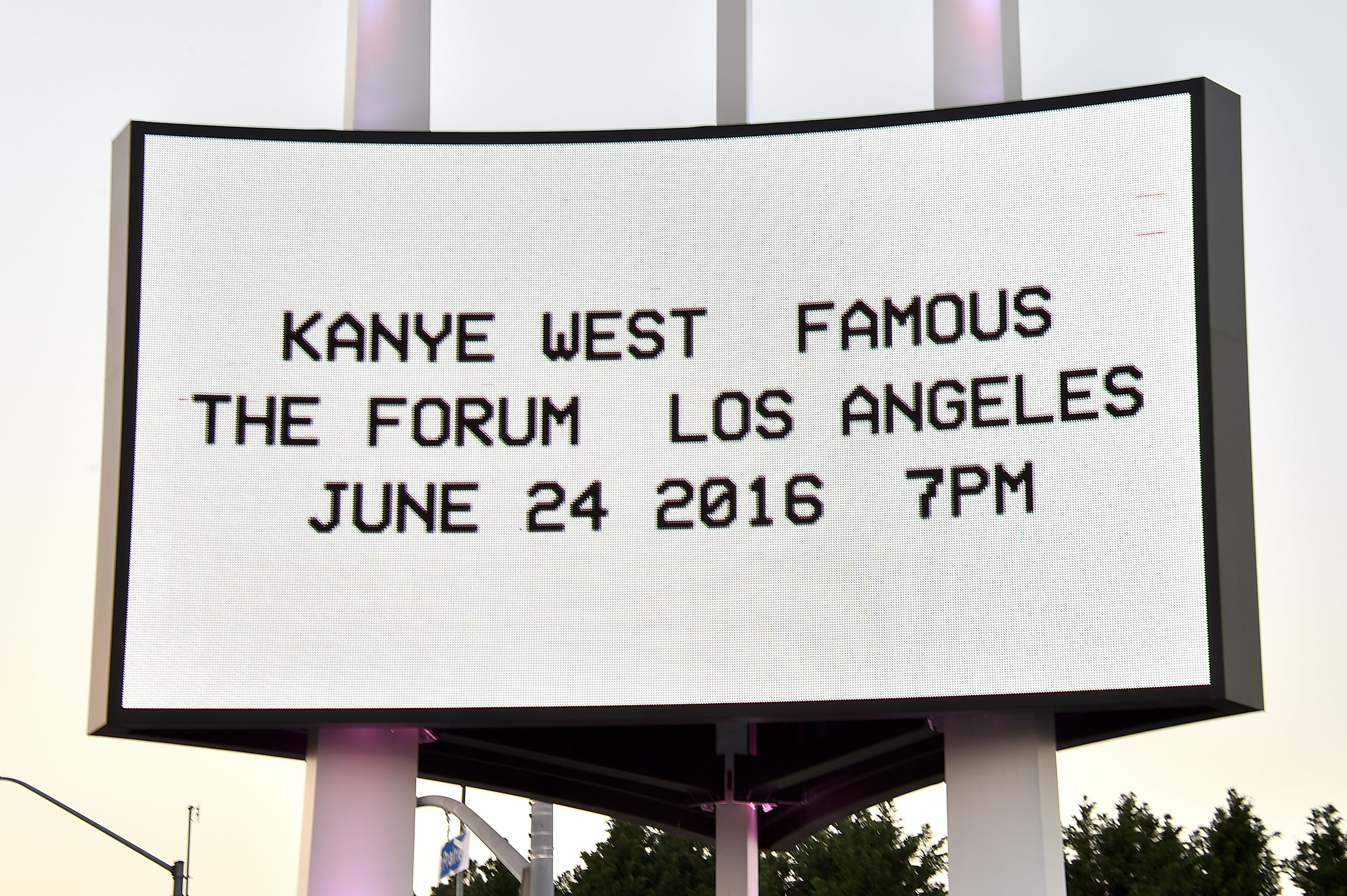 The Forum marquee for Kanye West's