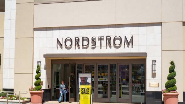 Nordstrom department store, with logo and signage, in the upscale Broadway Plaza shopping center in downtown Walnut Creek, California, July 30, 2017. (Photo by Smith Collection/Gado/Getty Images)