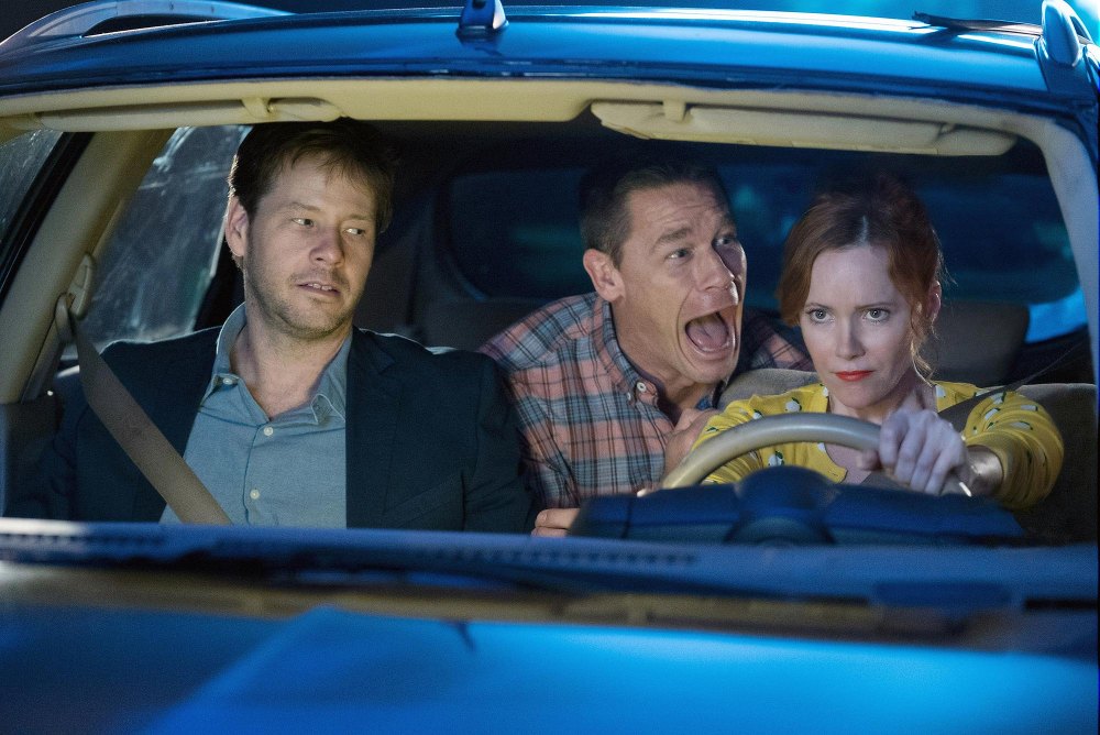 Ike Barinholtz, John Cena and Leslie Mann in "Blockers"