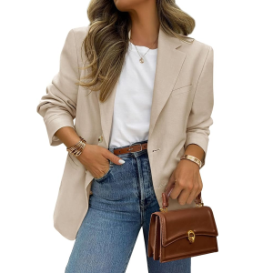 Prettygarden Lapel Open Front Blazer