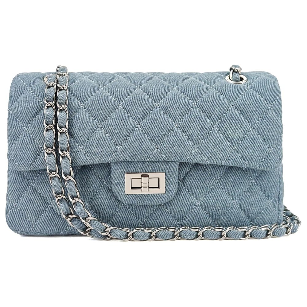 M-ioi-M Quilted Denim Shoulder Bag
