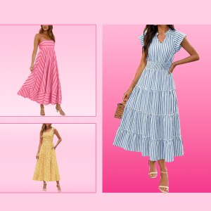 pink, yellow and blue dresses