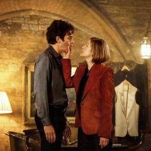 Sacha Baron Cohen as Damien and Rosamund Pike as Alex in Ladies First