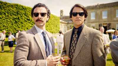 Aidan Turner and Alex Hassell in Rivals season 2