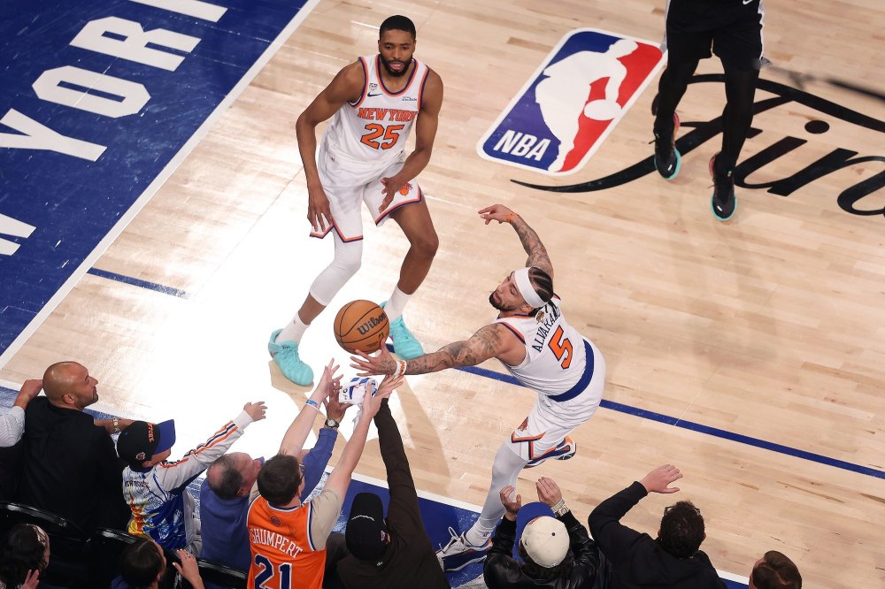 GettyImages-2280599690 Knicks Player Jose Alvarado Nearly Knocks Out Former Mayor Michael Bloomberg at Game 3 of NBA Finals