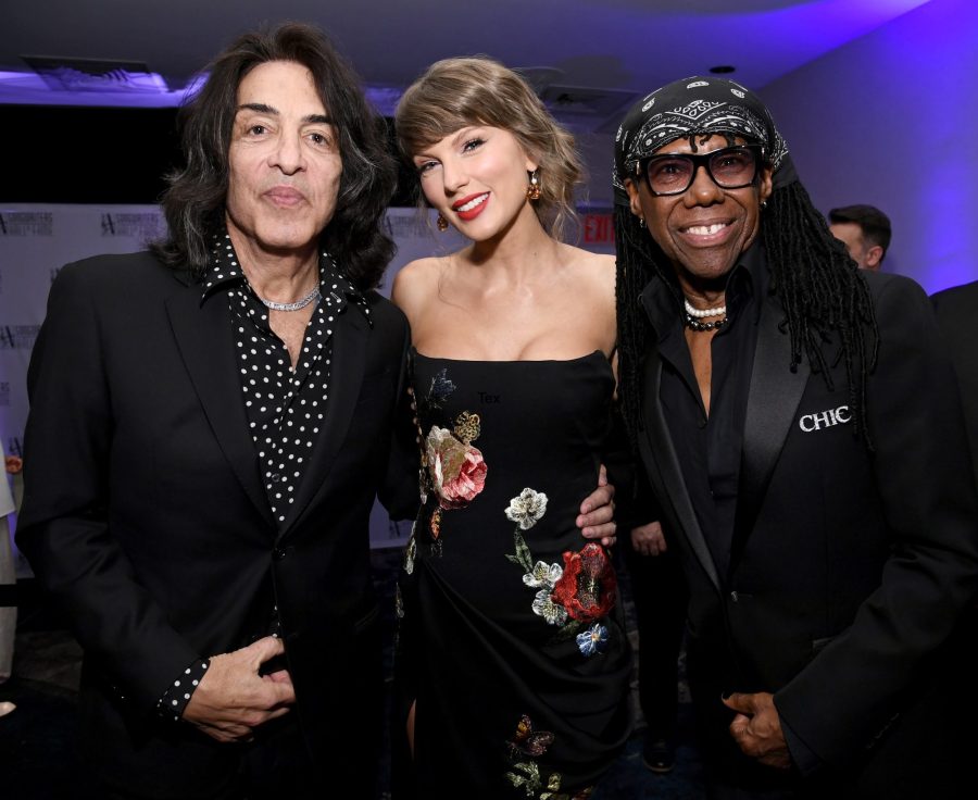 GettyImages-2281144587 Travis Kelce Makes Surprise Appearance to Support Taylor Swift Alongside Their Parents at HOF Gala paul stanley nile rodgers
