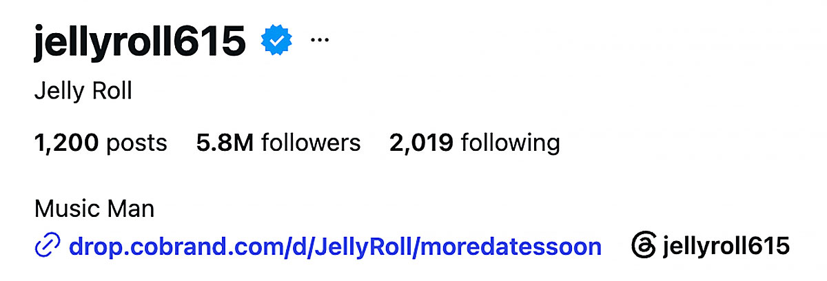 Jelly Roll Deletes Bunnie Xo's Name From Instagram Bio After Divorce Filing