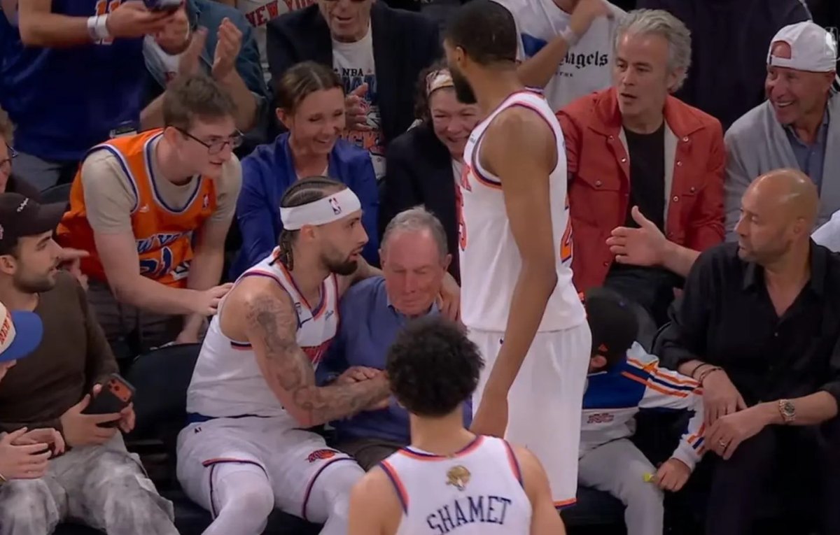 Knicks Player Jose Alvarado Nearly Knocks Out Former Mayor Bloomberg at Game 3 of NBA Finals
