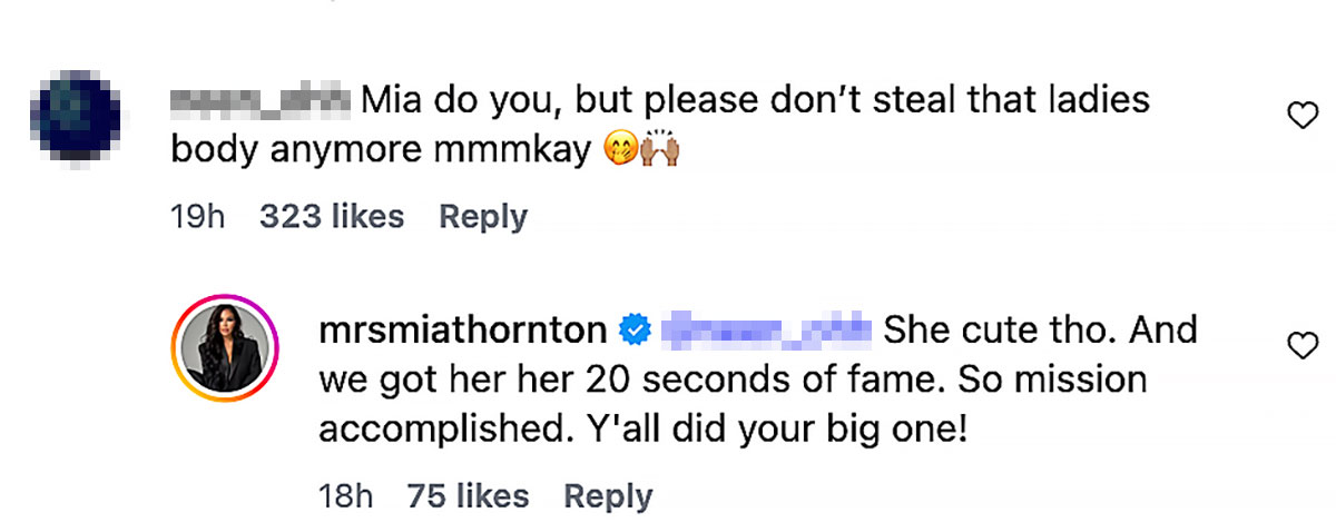 Mia Thornton Responds to Claims She Photoshopped Her Face Onto Model's Body