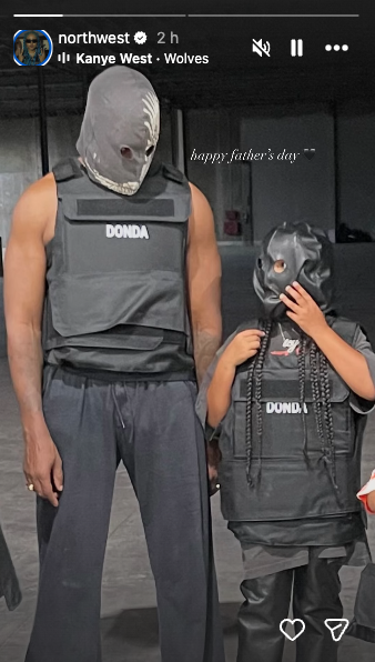 North West and Kanye West Wear Gimp Masks in Rare Father-Daughter Photos North West and Kanye West Wear Gimp Masks in Rare Father-Daughter Photos