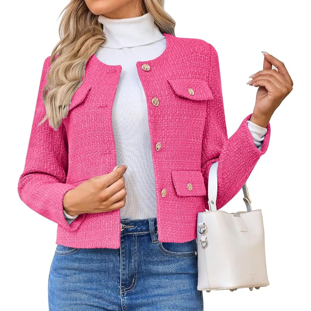 Hueobir Tweed Cropped Blazer Jacket&nbsp;