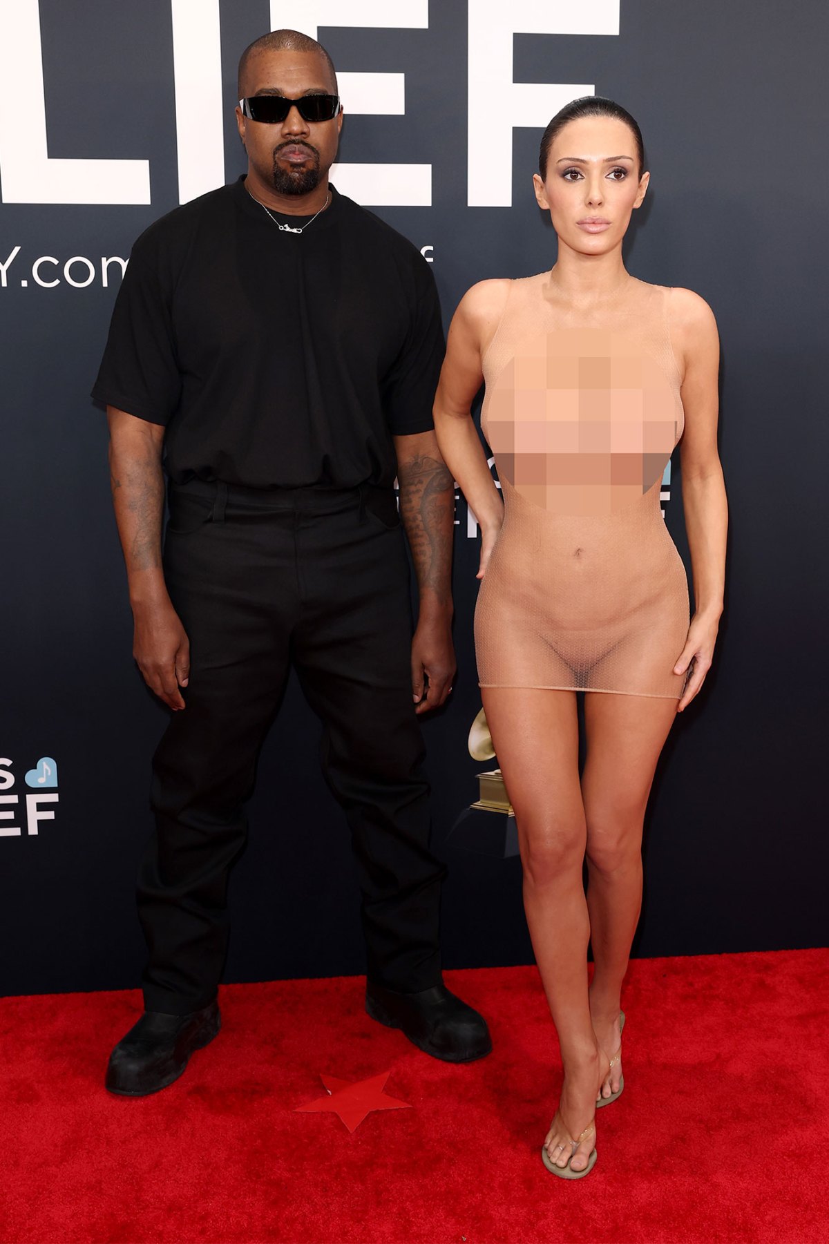Bianca Censori Wears Completely Sheer Nude Bodysuit