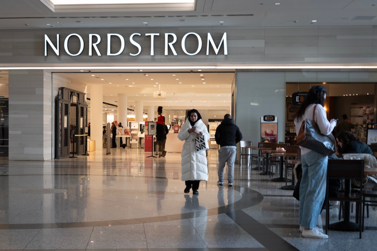 A sign marks the location of a Nordstrom store in a shopping mall on March 20, 2024 in Chicago, Illinois. Nordstrom stock jumped more than 10% recently after a report stated that the retailer is considering going private.