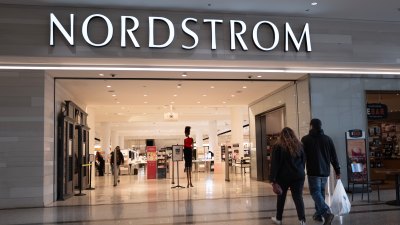 A sign marks the location of a Nordstrom store in a shopping mall on March 20, 2024 in Chicago, Illinois. Nordstrom stock jumped more than 10% recently after a report stated that the retailer is considering going private.